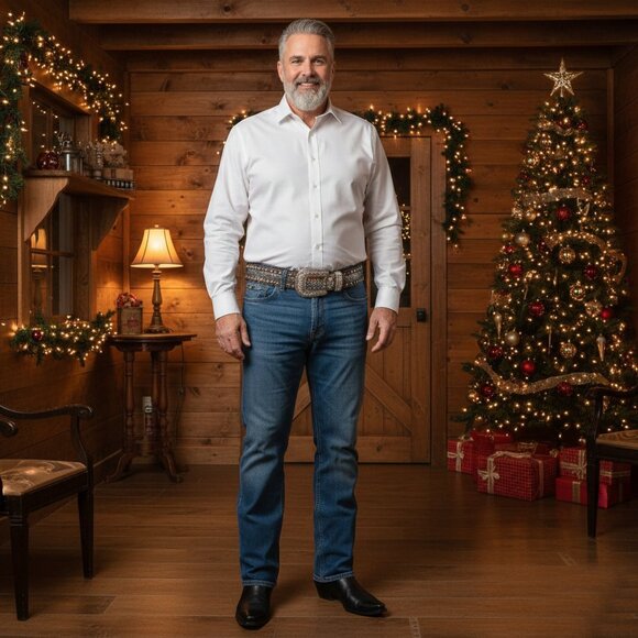 Nocona Vintage Western Leather Belt XL Rhinestones & Large Buckle - Picture 3 of 8